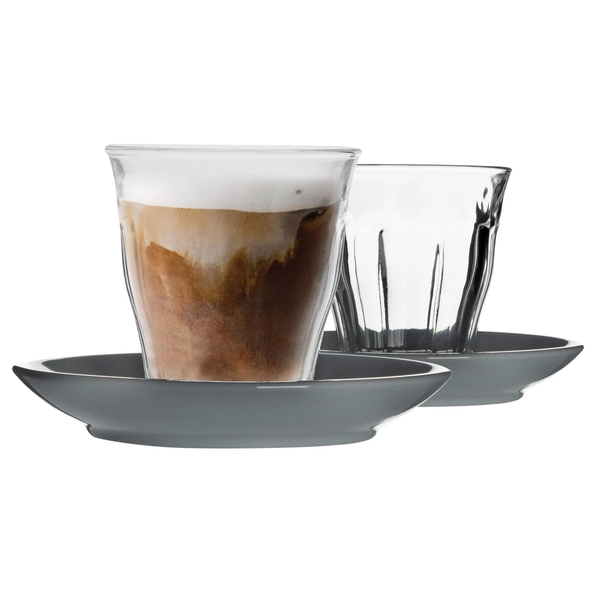 200ml Picardie Glass Coffee Cups & Saucers Set - Pack of Six - By Duralex