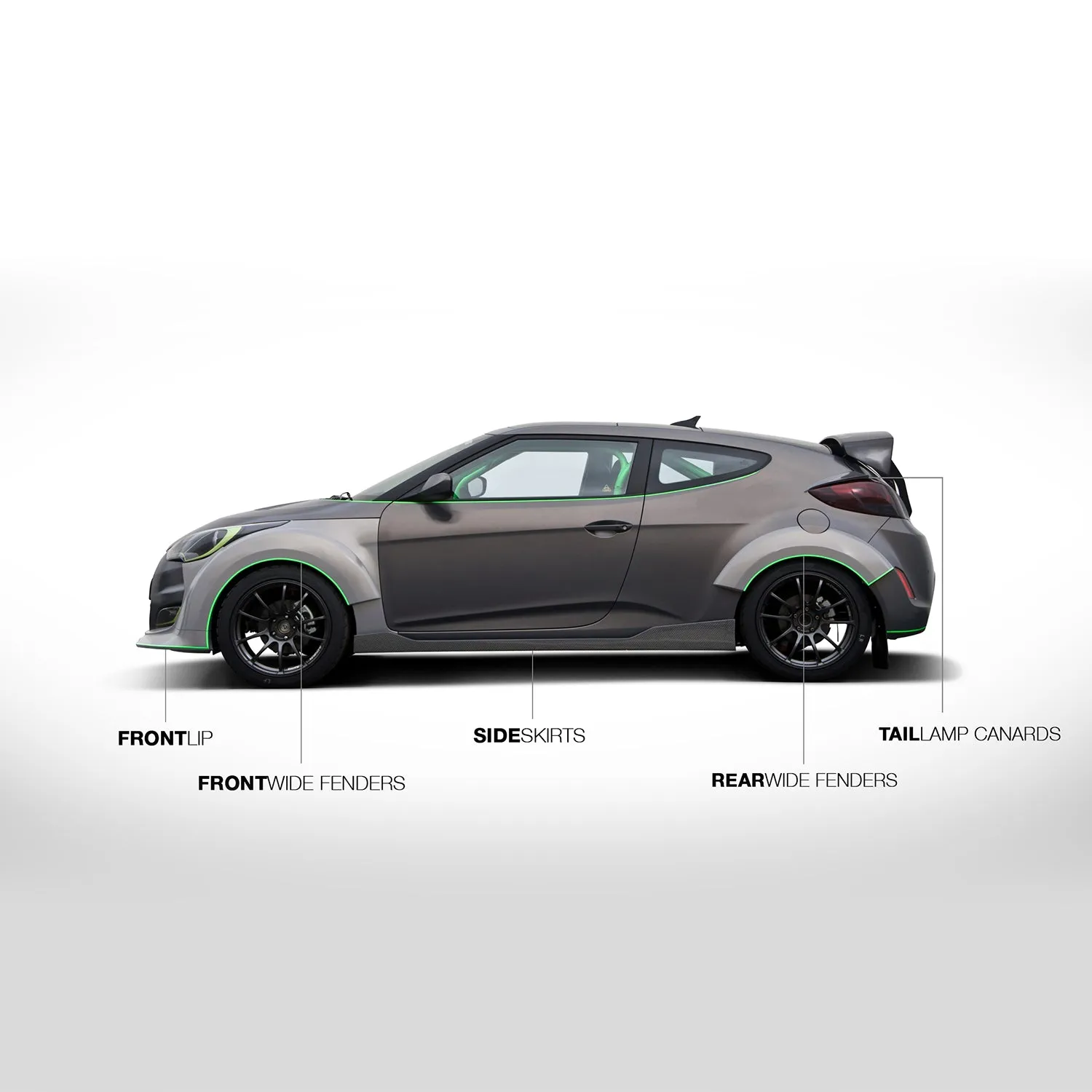 2012-2017 Hyundai Veloster C-FX Carbon Fiber Side Skirts