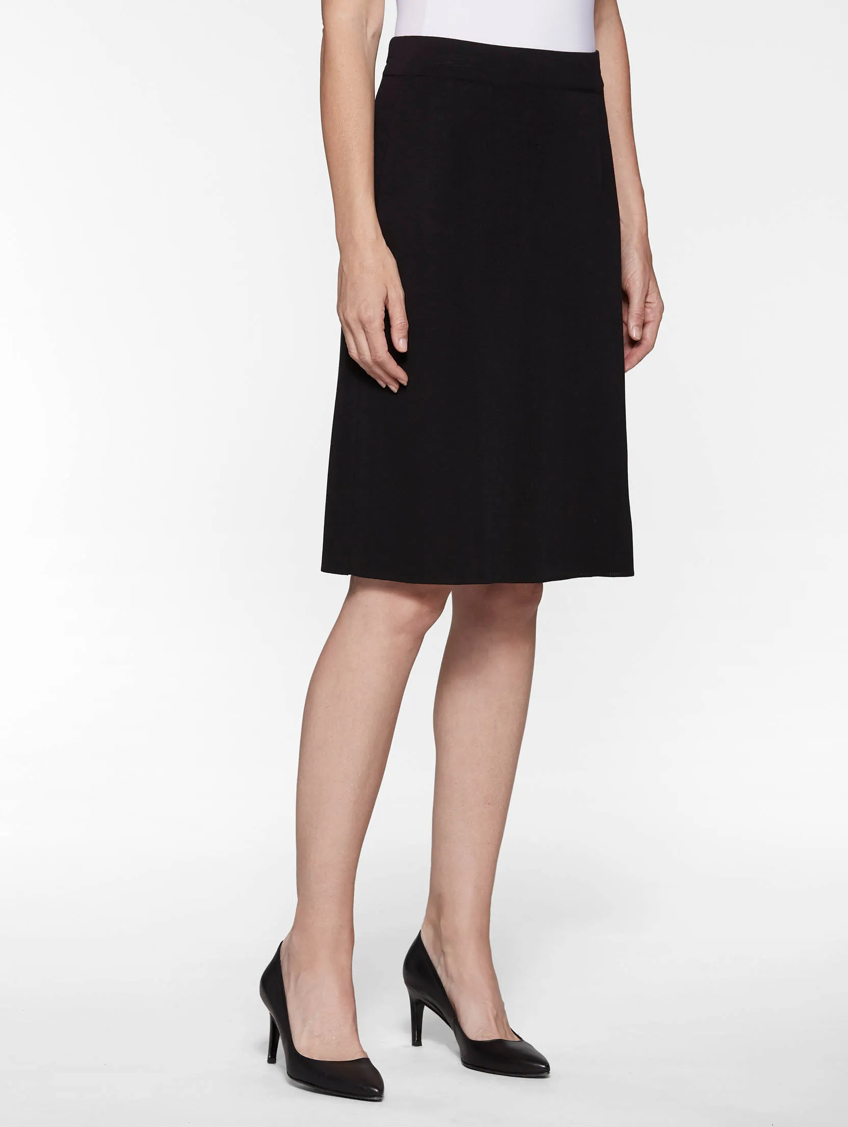23" Straight Knit Skirt, Black