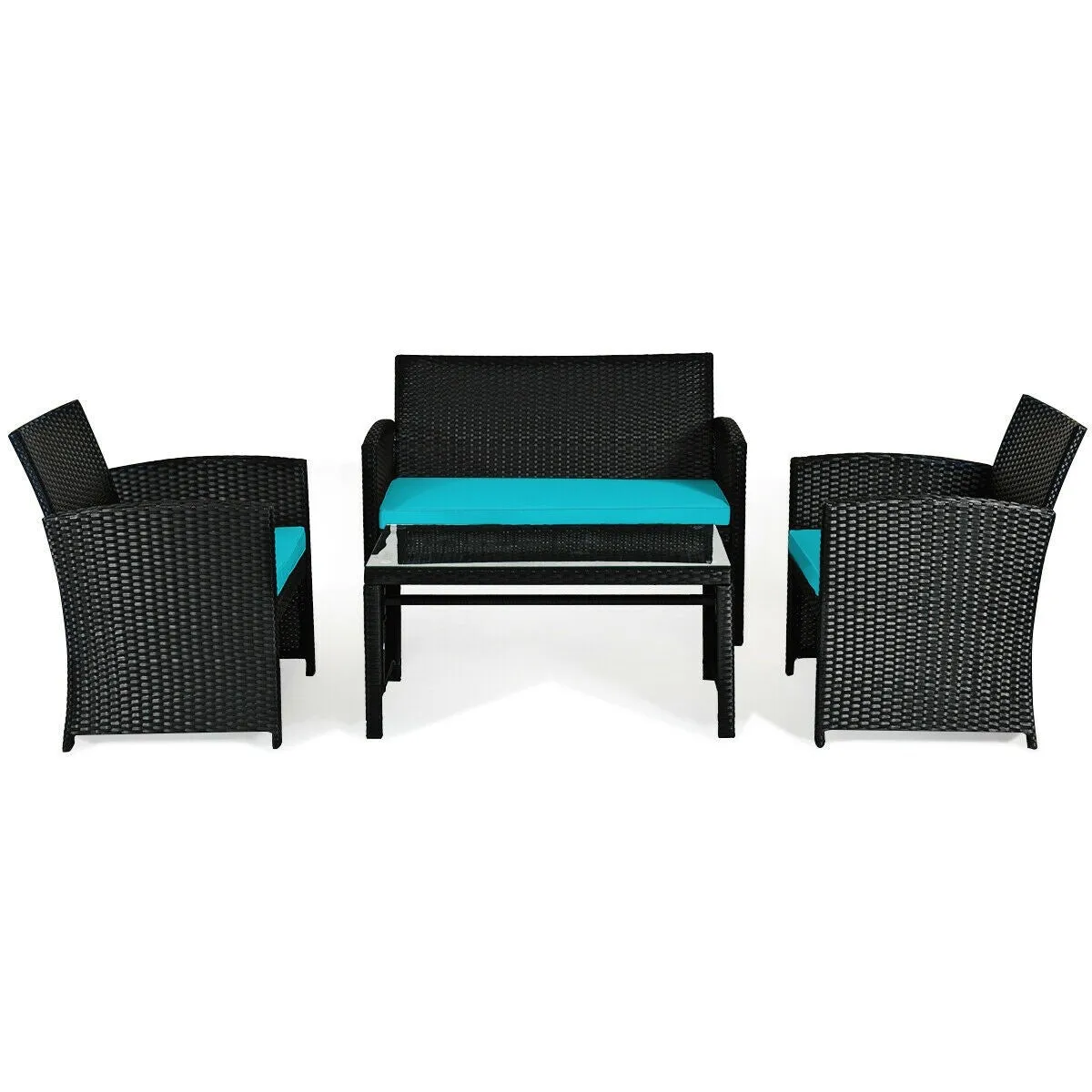 4pc Wicker Conversation Sofa Set - Turquoise