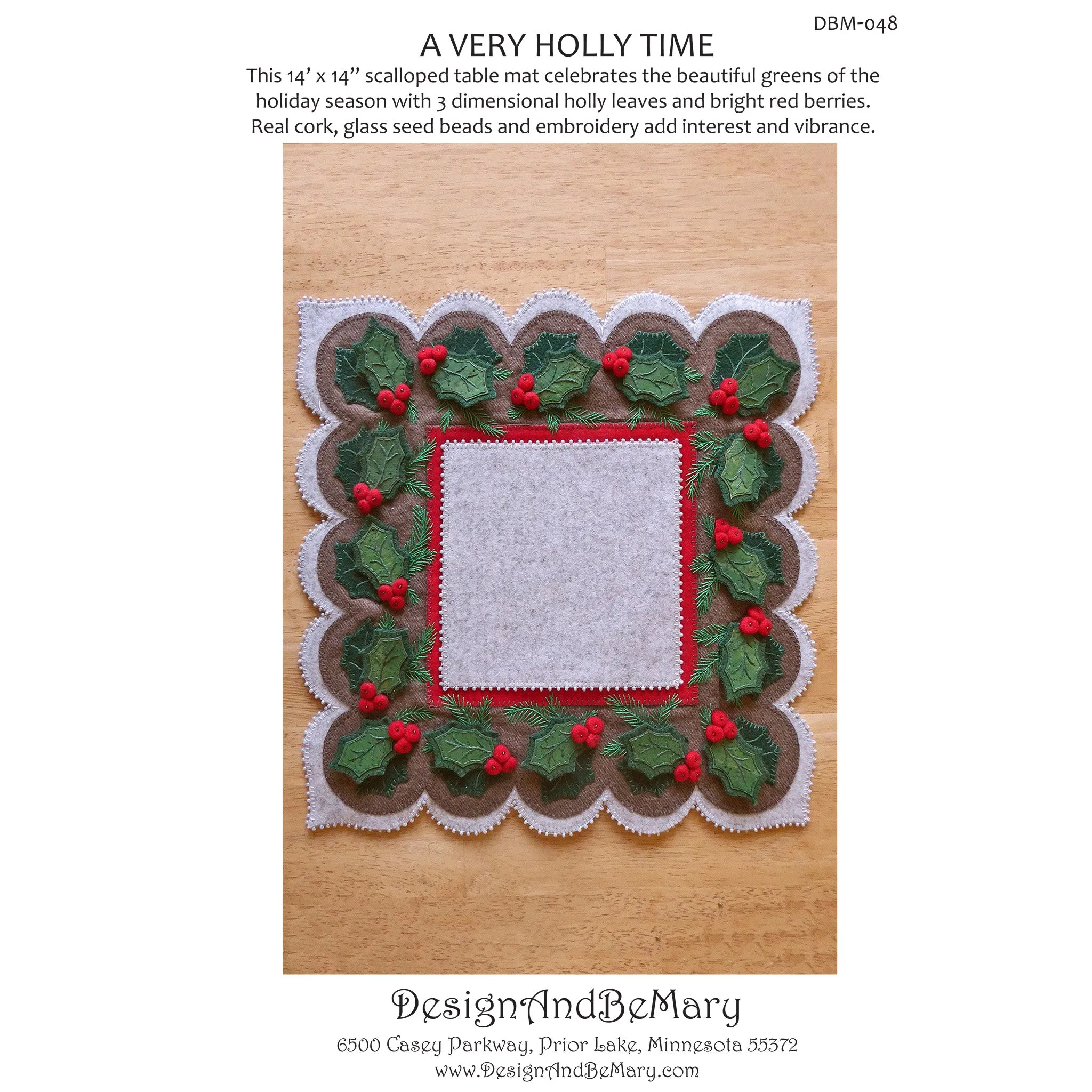 A Very Holly Time Table Mat Pattern DBM-048 - Paper Pattern