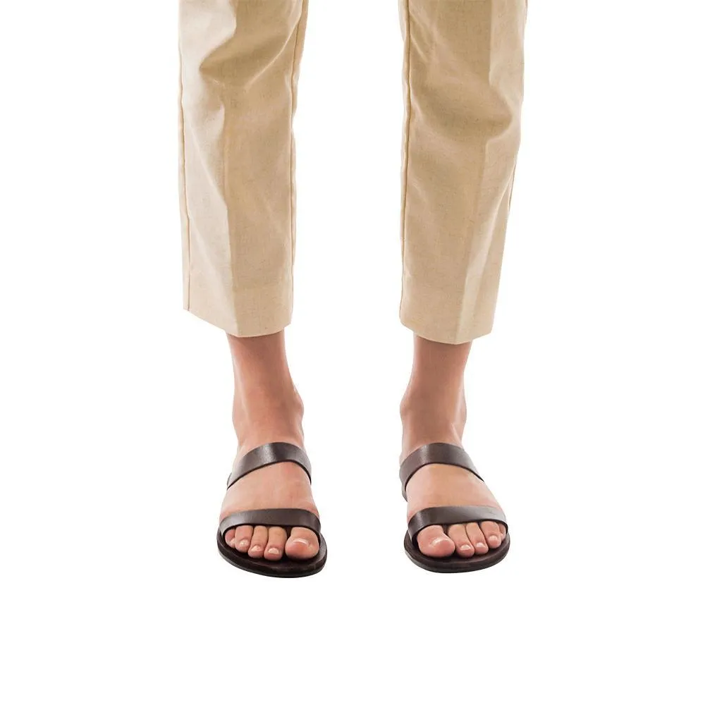 Ada - Leather Double Strap Sandal | Brown