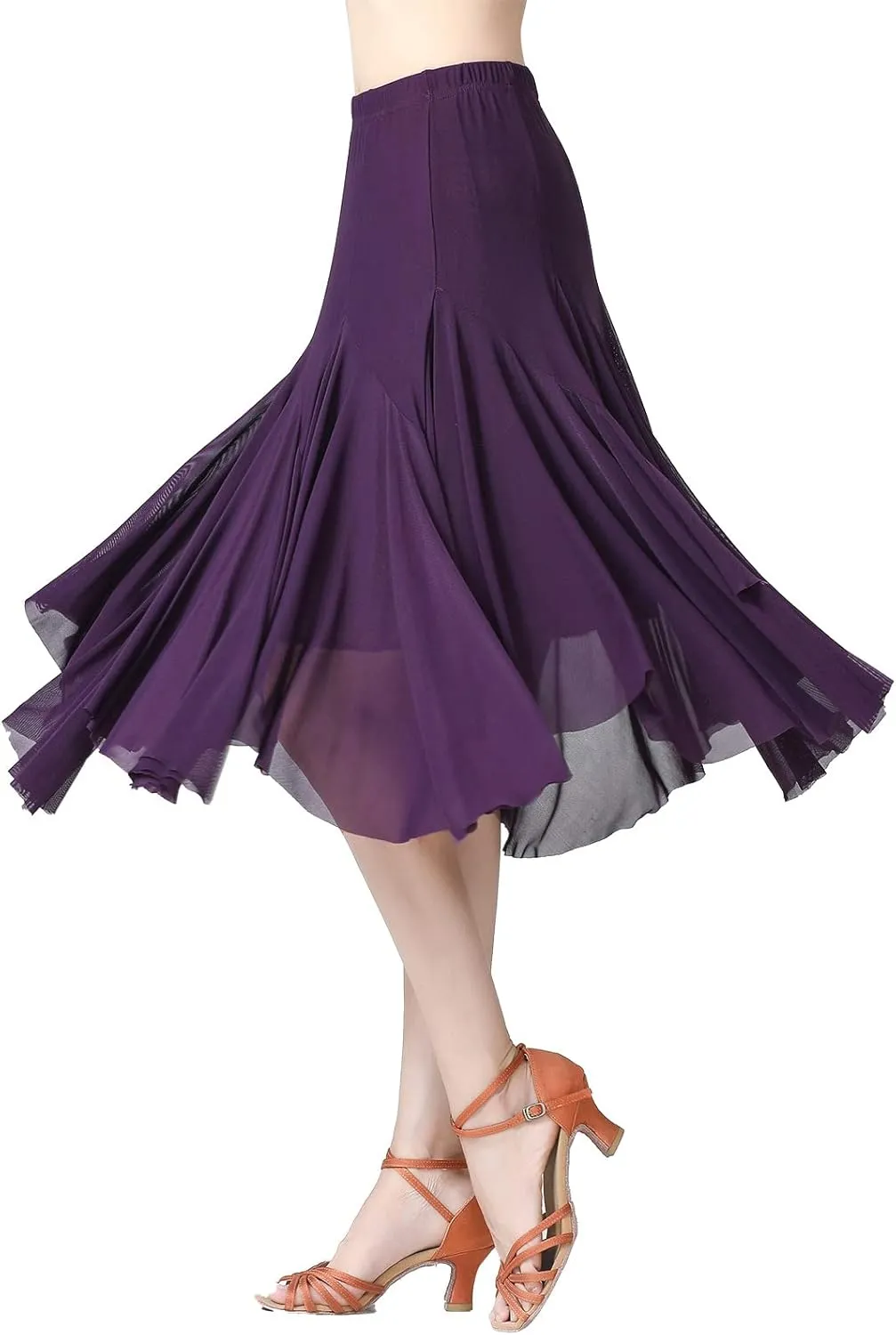 AFAVOM Ballroom Dance Skirts for Women Ballroom Dancing Long Swing Waltz Latin Salsa Belly Dance Skirt Flamenco Dress Costume