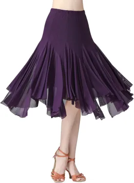 AFAVOM Ballroom Dance Skirts for Women Ballroom Dancing Long Swing Waltz Latin Salsa Belly Dance Skirt Flamenco Dress Costume