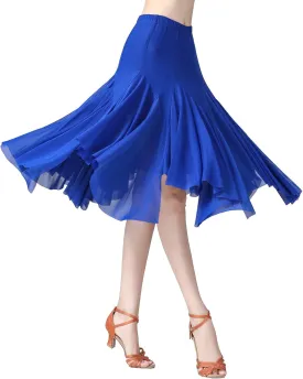 AFAVOM Ballroom Dance Skirts for Women Ballroom Dancing Long Swing Waltz Latin Salsa Belly Dance Skirt Flamenco Dress Costume