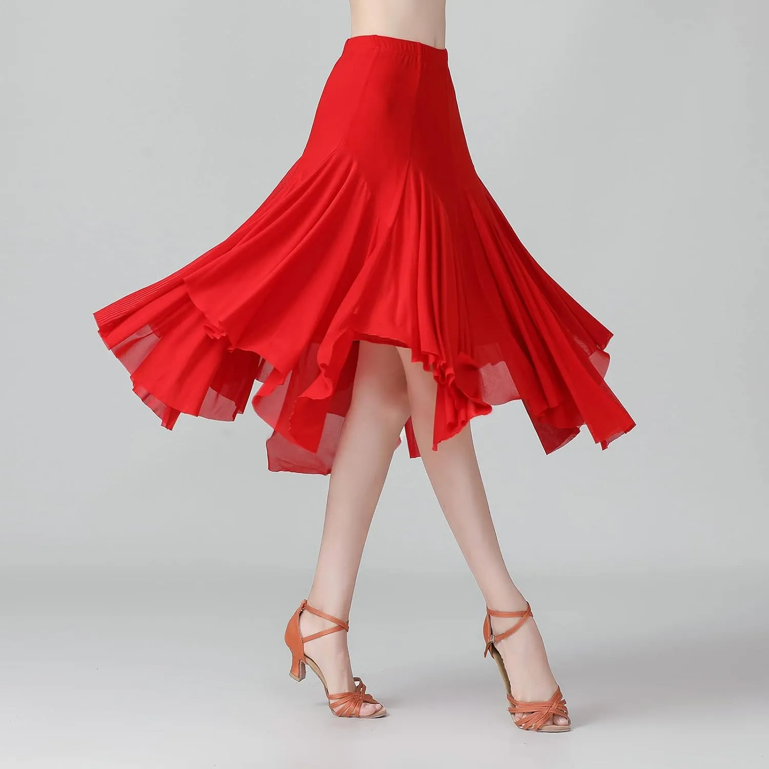 AFAVOM Ballroom Dance Skirts for Women Ballroom Dancing Long Swing Waltz Latin Salsa Belly Dance Skirt Flamenco Dress Costume