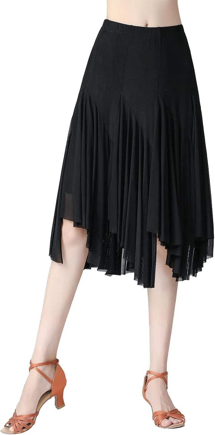 AFAVOM Ballroom Dance Skirts for Women Ballroom Dancing Long Swing Waltz Latin Salsa Belly Dance Skirt Flamenco Dress Costume