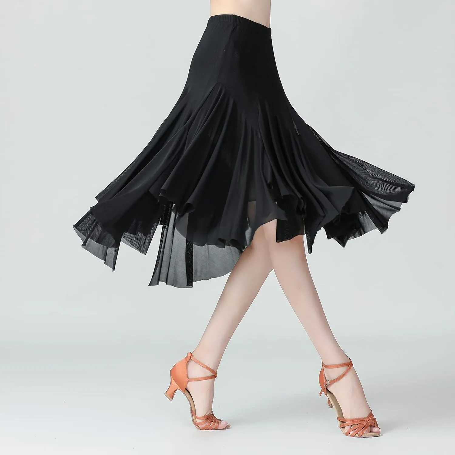 AFAVOM Ballroom Dance Skirts for Women Ballroom Dancing Long Swing Waltz Latin Salsa Belly Dance Skirt Flamenco Dress Costume