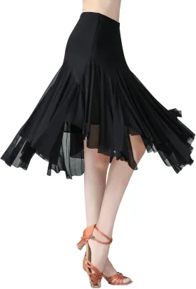 AFAVOM Ballroom Dance Skirts for Women Ballroom Dancing Long Swing Waltz Latin Salsa Belly Dance Skirt Flamenco Dress Costume