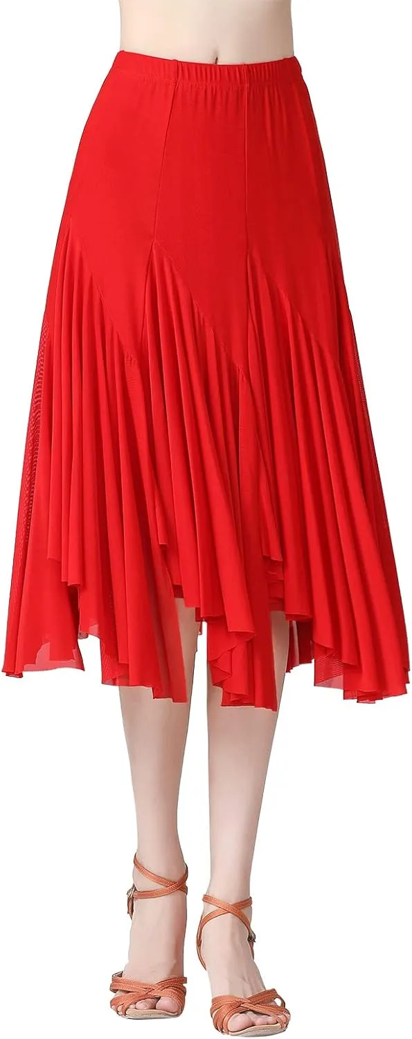 AFAVOM Ballroom Dance Skirts for Women Ballroom Dancing Long Swing Waltz Latin Salsa Belly Dance Skirt Flamenco Dress Costume