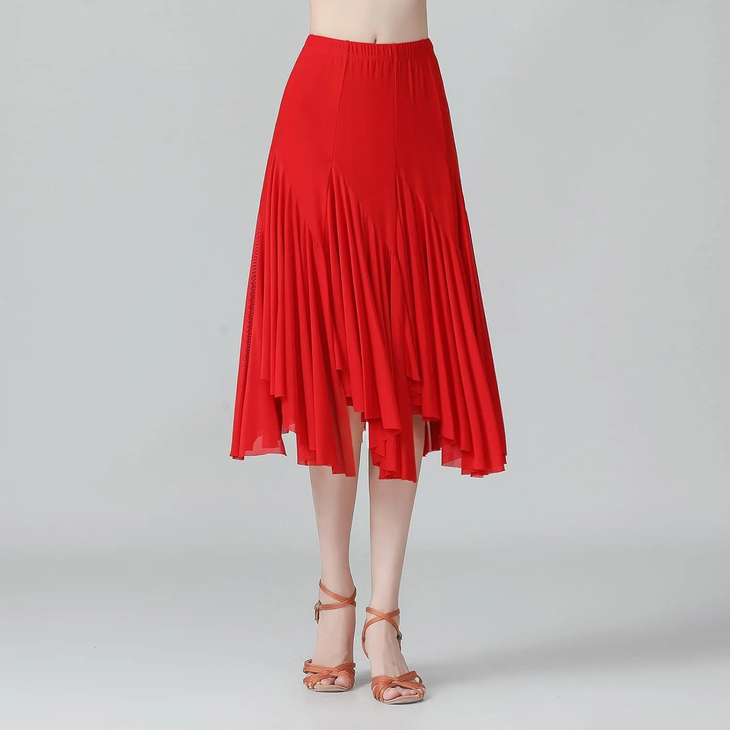 AFAVOM Ballroom Dance Skirts for Women Ballroom Dancing Long Swing Waltz Latin Salsa Belly Dance Skirt Flamenco Dress Costume
