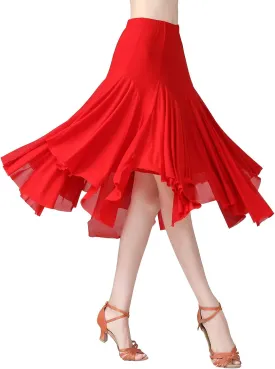 AFAVOM Ballroom Dance Skirts for Women Ballroom Dancing Long Swing Waltz Latin Salsa Belly Dance Skirt Flamenco Dress Costume