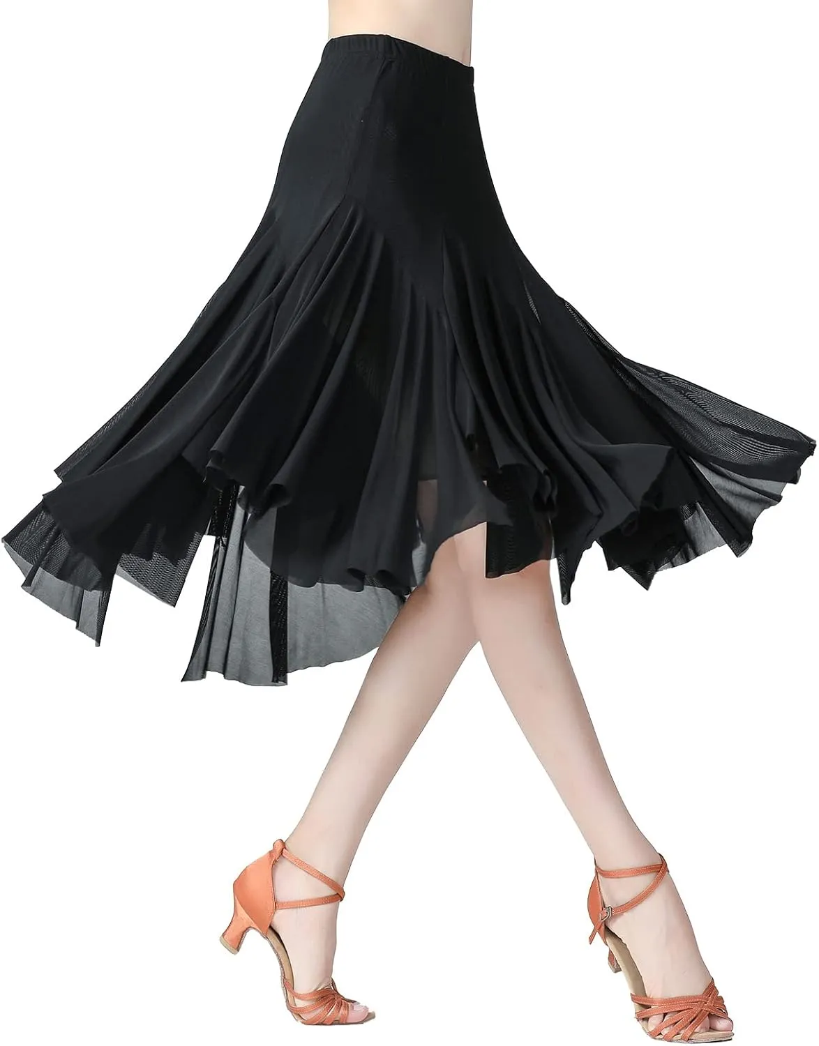 AFAVOM Ballroom Dance Skirts for Women Ballroom Dancing Long Swing Waltz Latin Salsa Belly Dance Skirt Flamenco Dress Costume