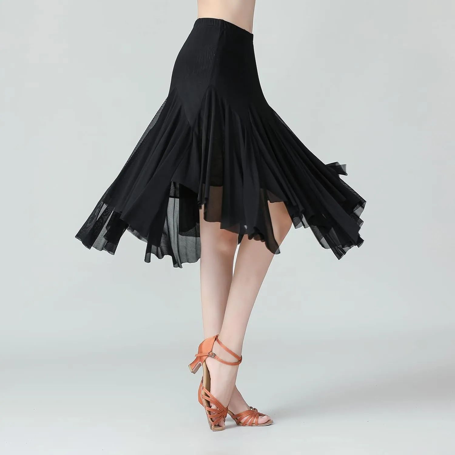 AFAVOM Ballroom Dance Skirts for Women Ballroom Dancing Long Swing Waltz Latin Salsa Belly Dance Skirt Flamenco Dress Costume