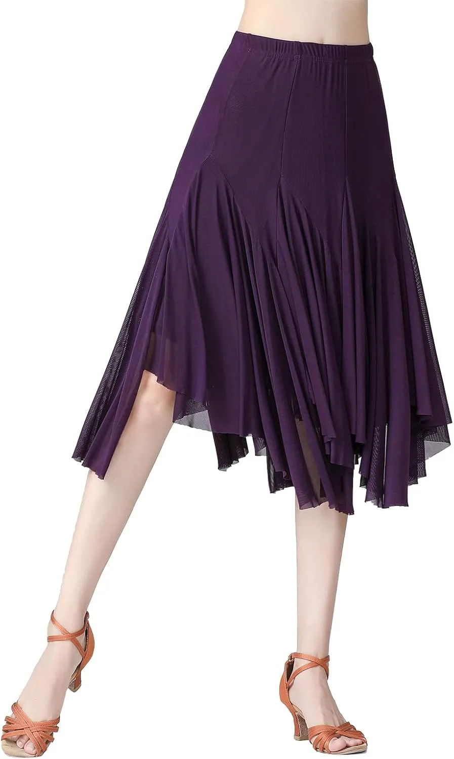 AFAVOM Ballroom Dance Skirts for Women Ballroom Dancing Long Swing Waltz Latin Salsa Belly Dance Skirt Flamenco Dress Costume