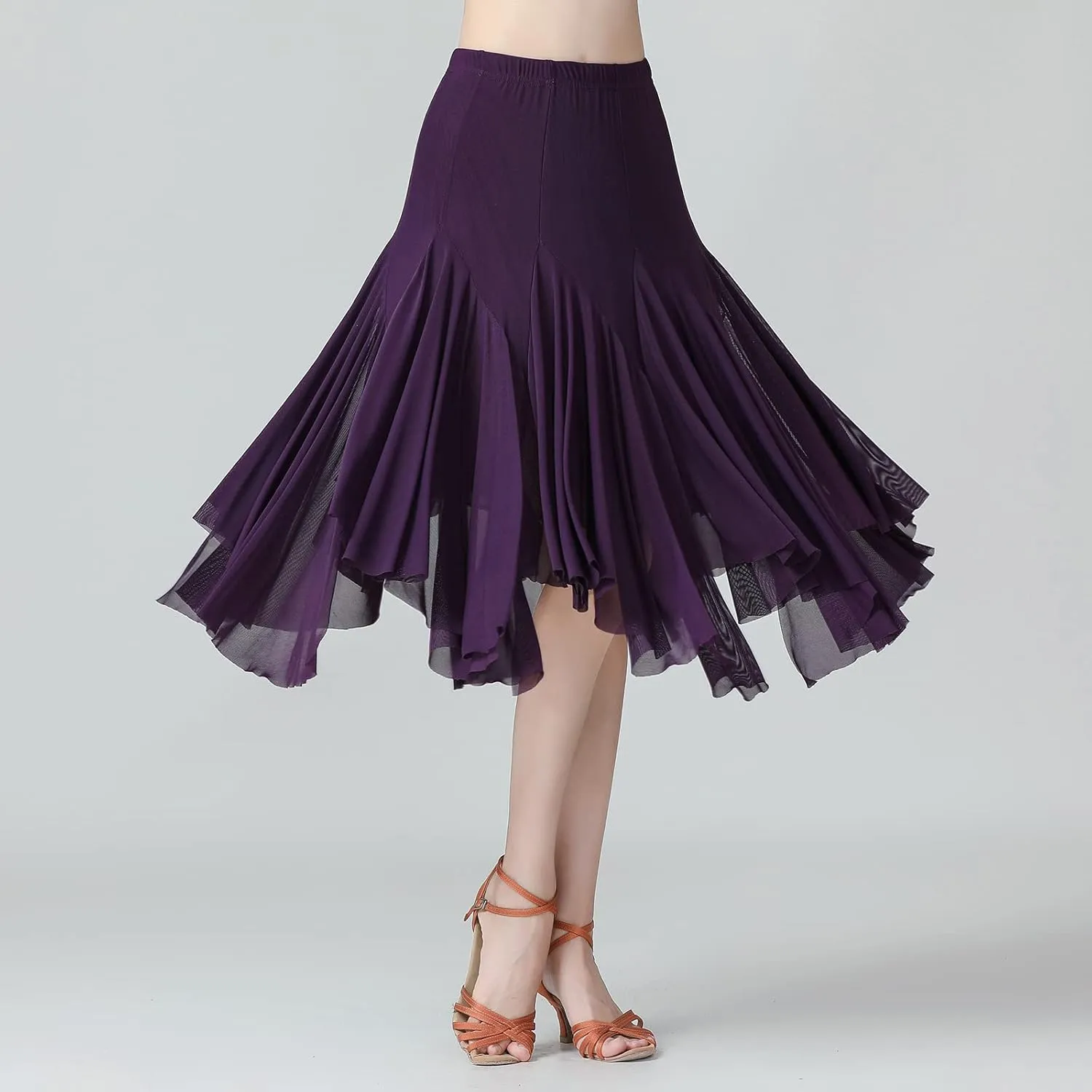AFAVOM Ballroom Dance Skirts for Women Ballroom Dancing Long Swing Waltz Latin Salsa Belly Dance Skirt Flamenco Dress Costume