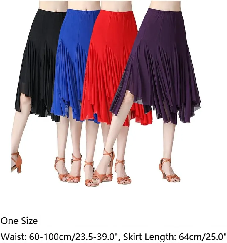AFAVOM Ballroom Dance Skirts for Women Ballroom Dancing Long Swing Waltz Latin Salsa Belly Dance Skirt Flamenco Dress Costume