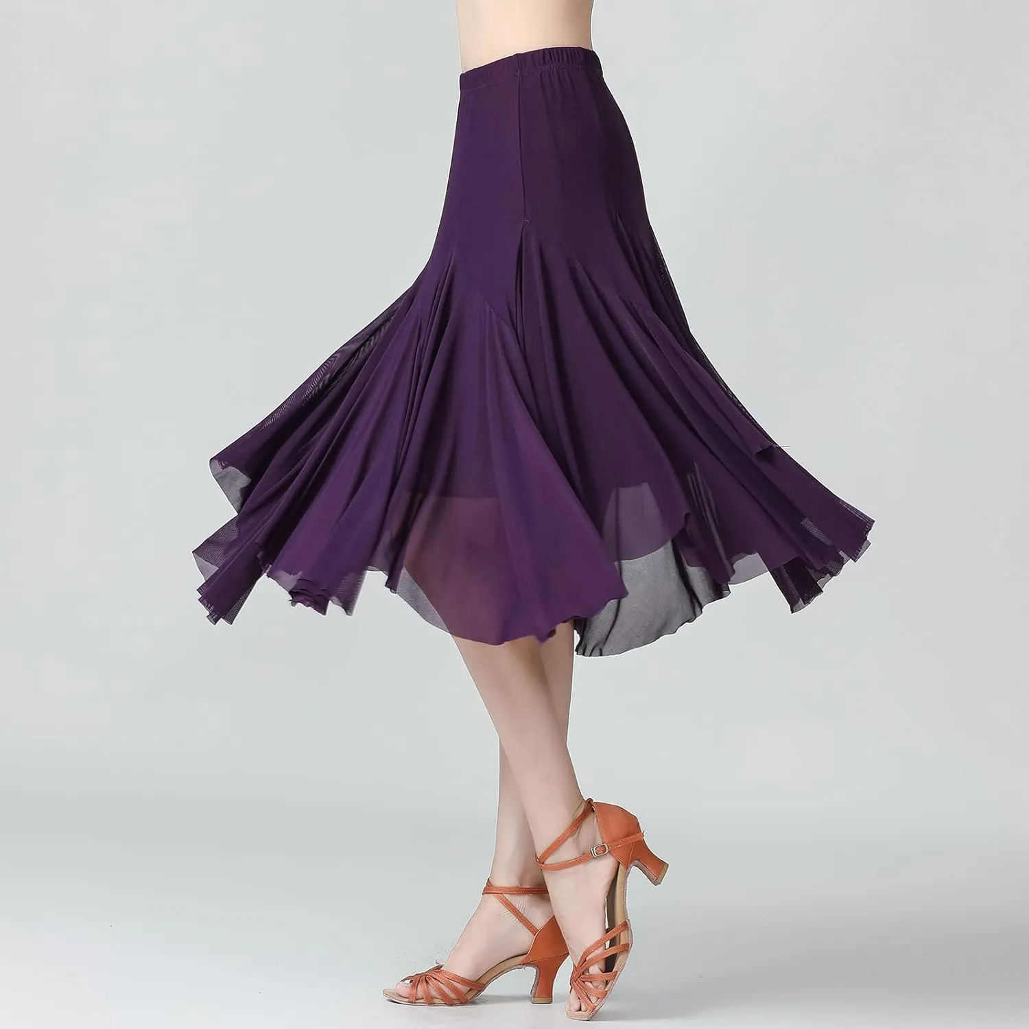 AFAVOM Ballroom Dance Skirts for Women Ballroom Dancing Long Swing Waltz Latin Salsa Belly Dance Skirt Flamenco Dress Costume