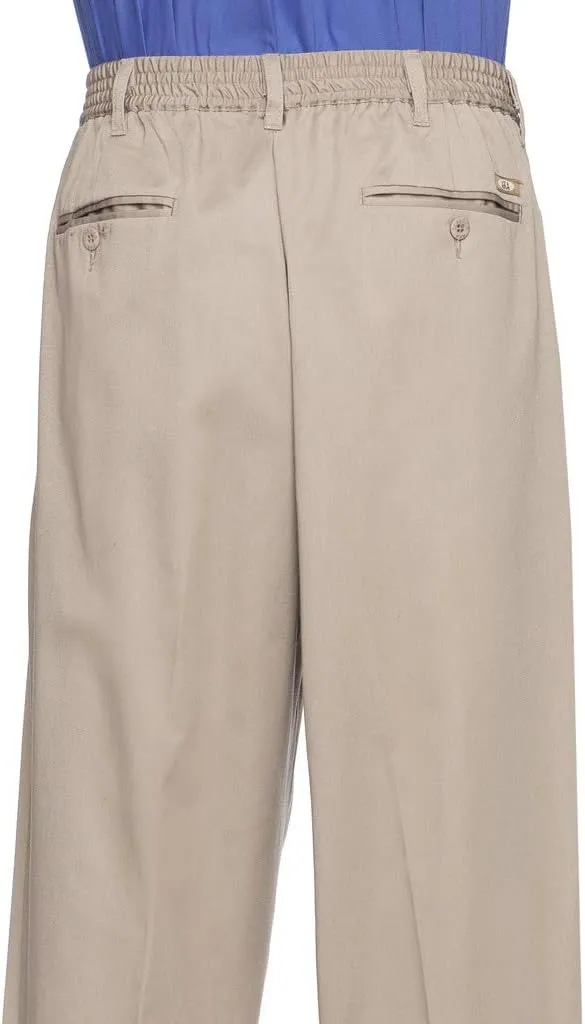 AKA Half Elastic Wrinkle Free Flat Front Men's Slacks  Relaxed Fit Twill Casual Pant