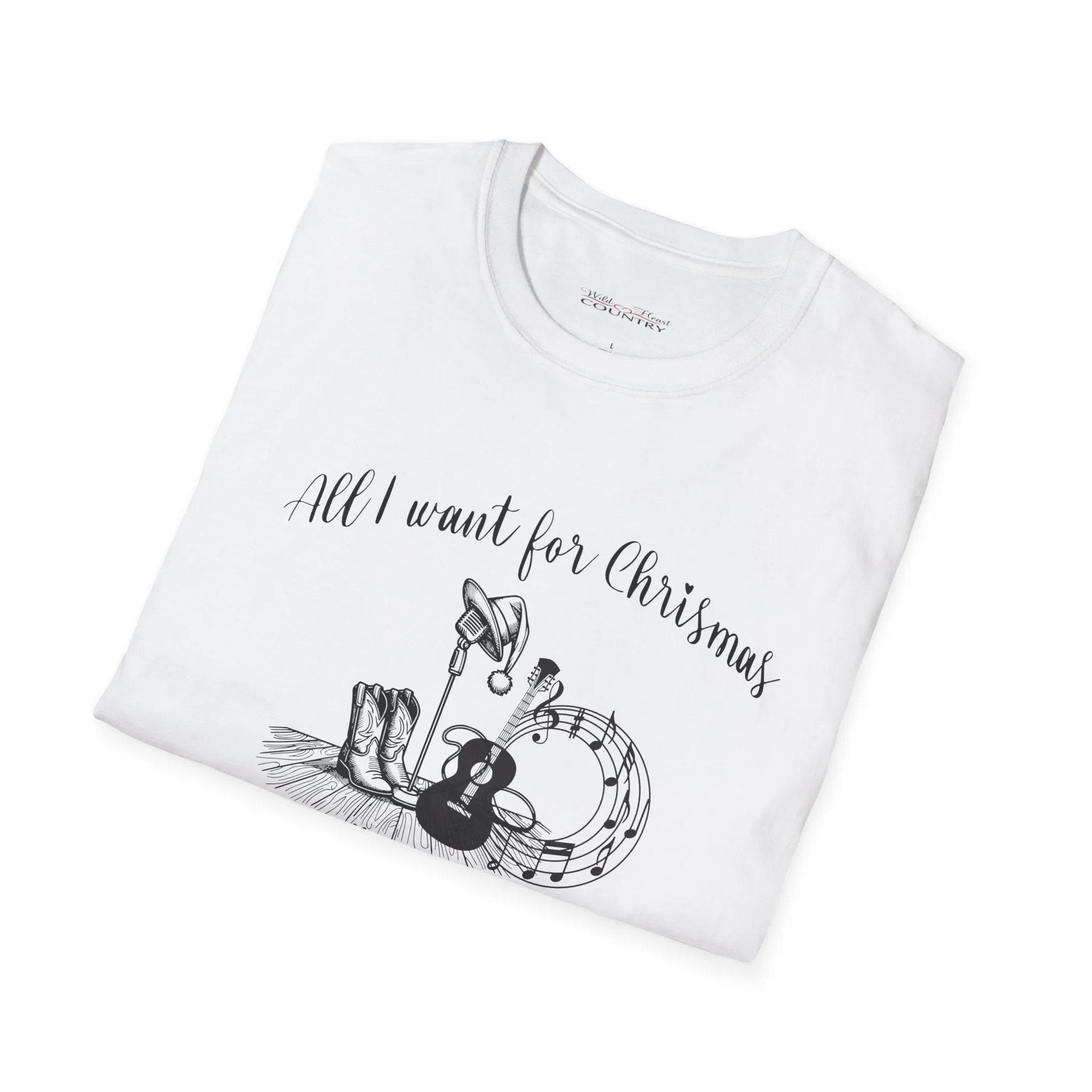 All I want for Christmas is Country MusicTee, Christmas T-Shirt, Country Christmas shirt