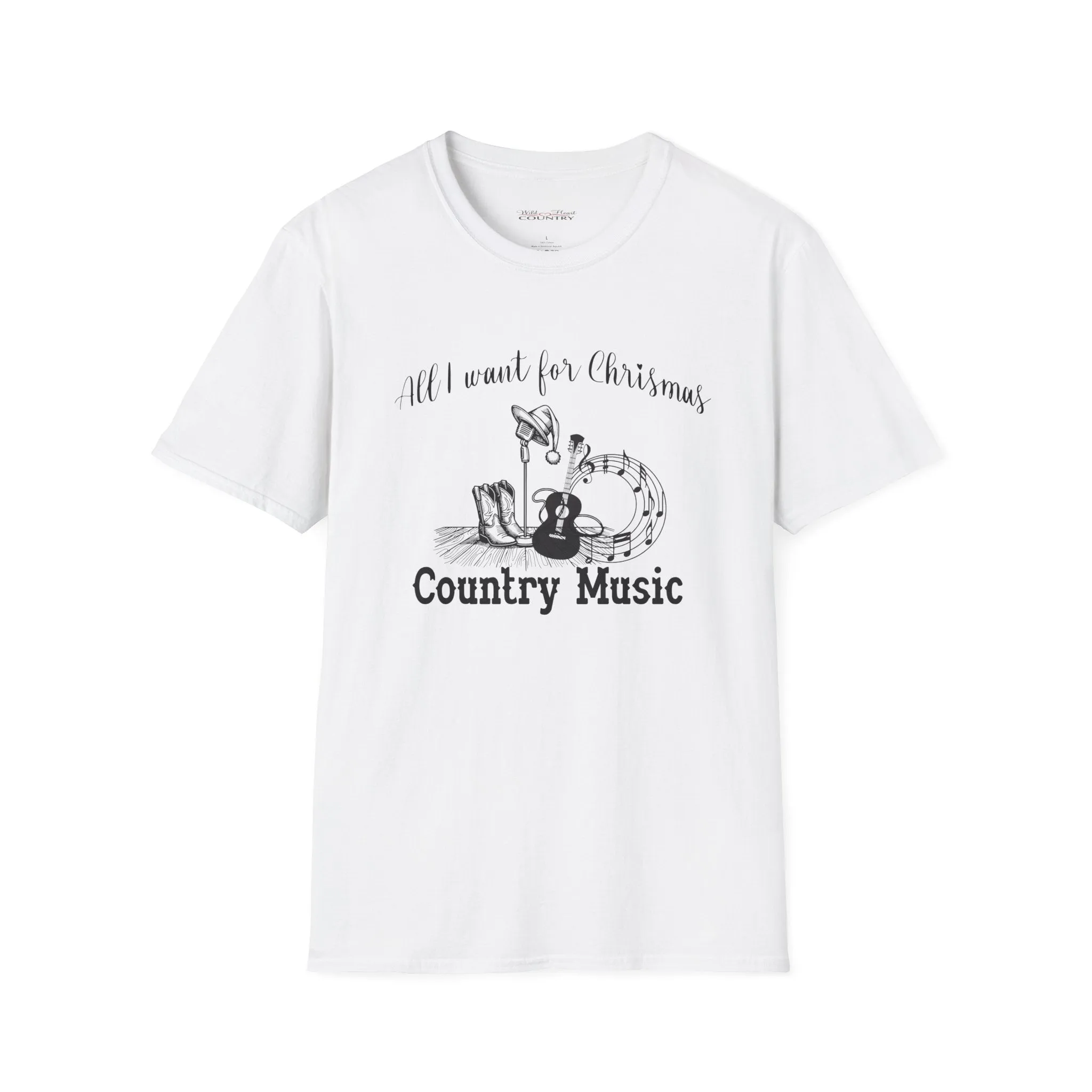 All I want for Christmas is Country MusicTee, Christmas T-Shirt, Country Christmas shirt
