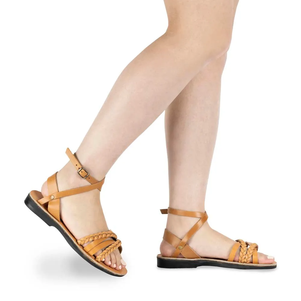 Asa - Leather Crossover Sandal | Tan