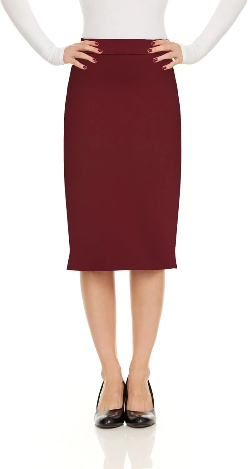 Baby'O Made in The USA Women's Pencil Skirt | Knee Length Pencil Skirt | Tailored Fit Bodycon Stretch Modest Pencil Skirts