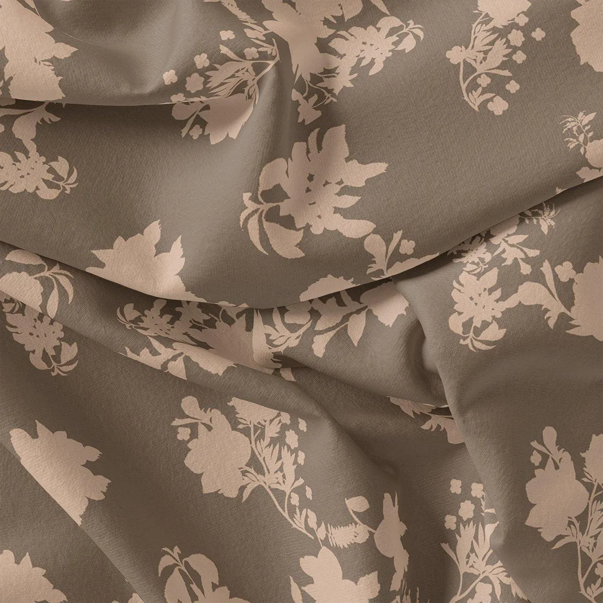 Beautiful Brown Floral Branch Digital Printed Fabric - Weightless