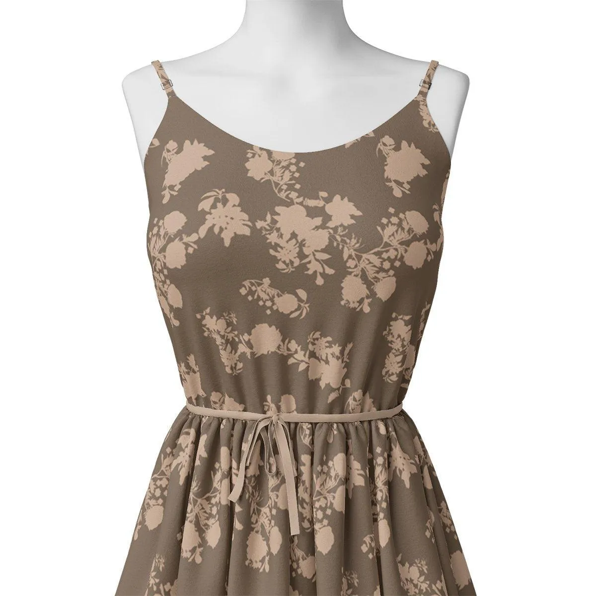 Beautiful Brown Floral Branch Digital Printed Fabric - Weightless