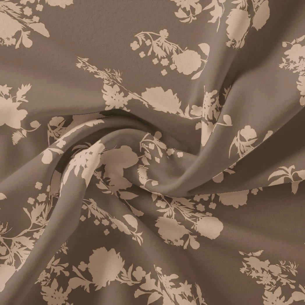 Beautiful Brown Floral Branch Digital Printed Fabric - Weightless