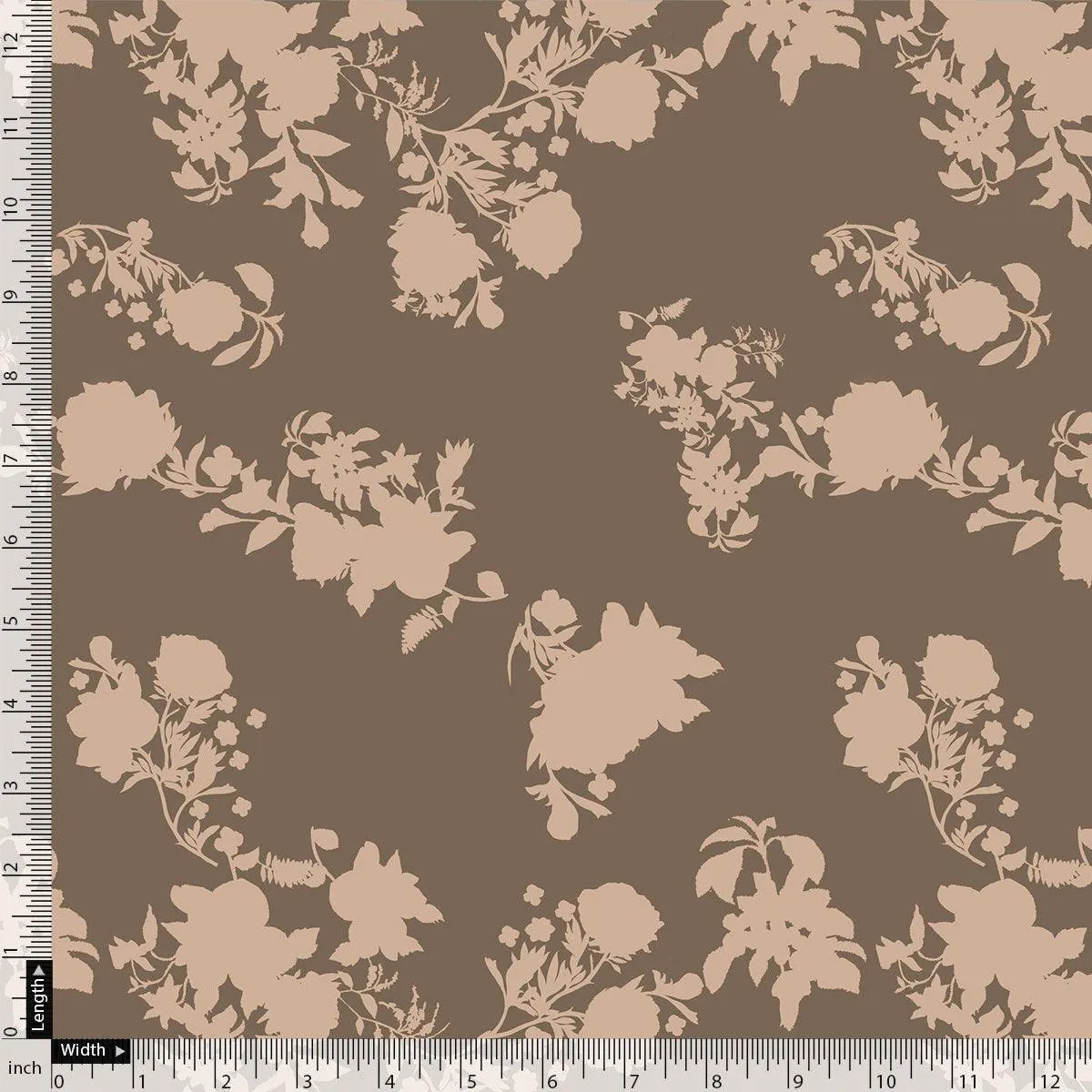 Beautiful Brown Floral Branch Digital Printed Fabric - Weightless