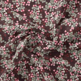 Beautiful Pink With Grey Leaves Digital Printed Fabric - Weightless