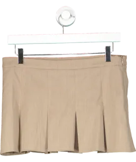 Beige Motel Sejuani Box Pleat Mini Skirt UK XS