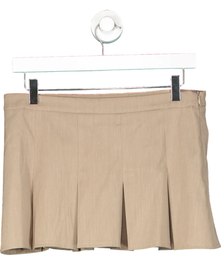 Beige Motel Sejuani Box Pleat Mini Skirt UK XS
