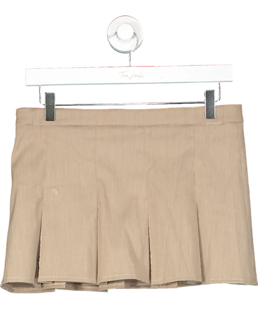 Beige Motel Sejuani Box Pleat Mini Skirt UK XS