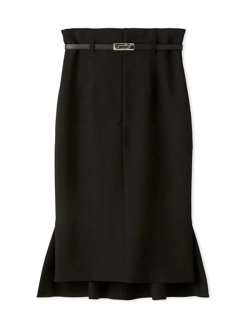 Belted Mid-Length Pencil Skirt