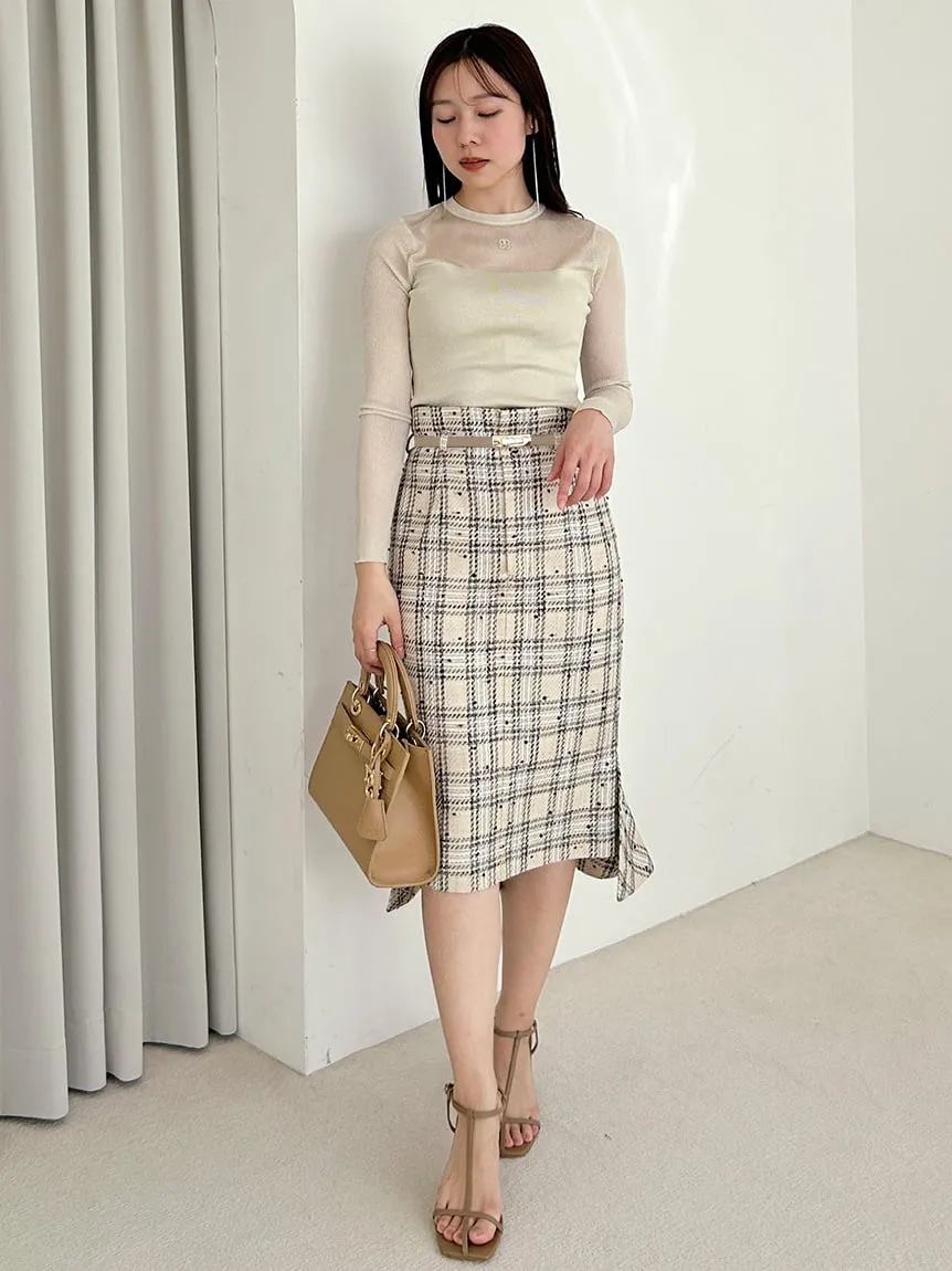 Belted Mid-Length Pencil Skirt