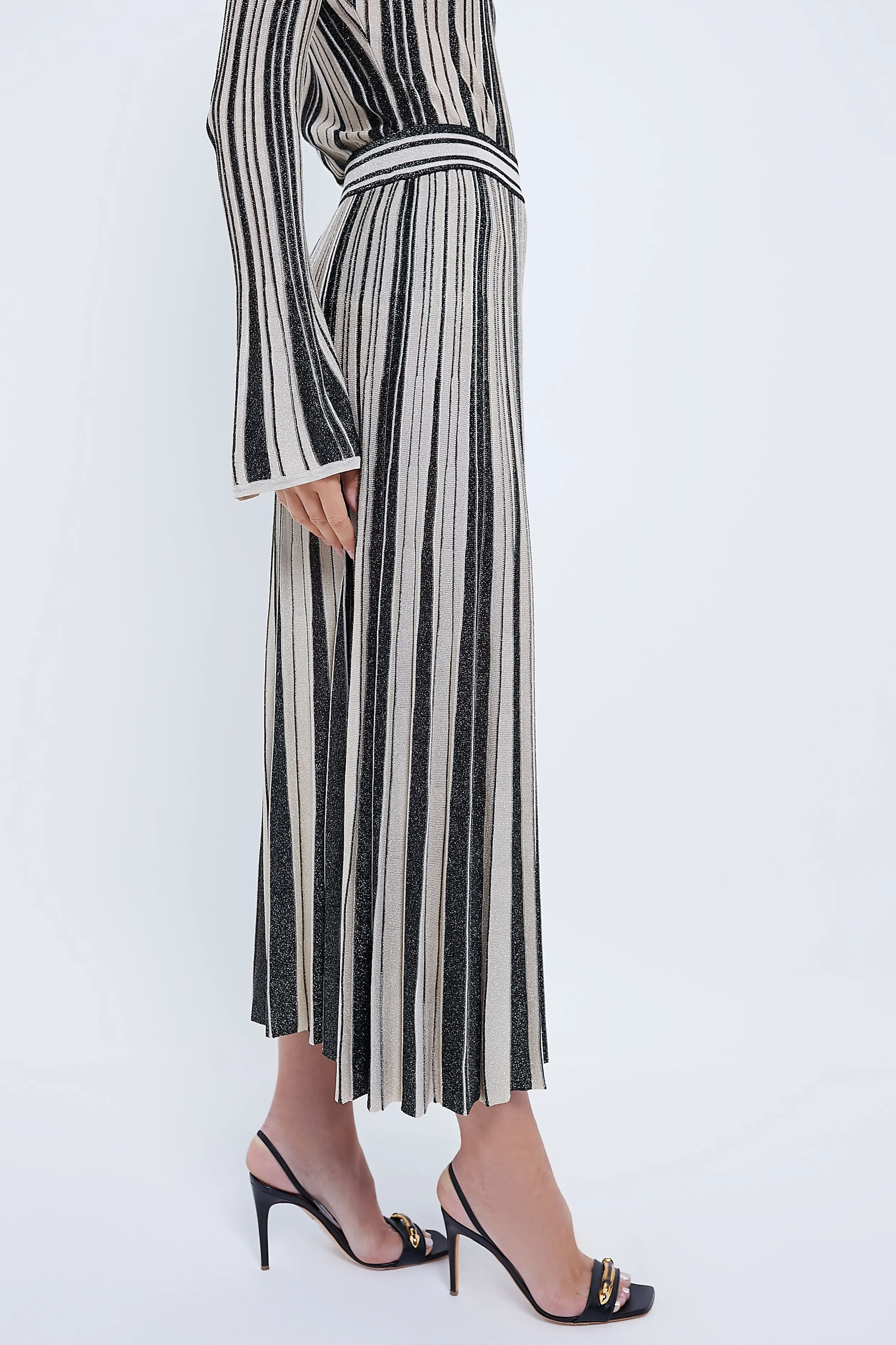 Black and Gold Metallic Stripe Skirt