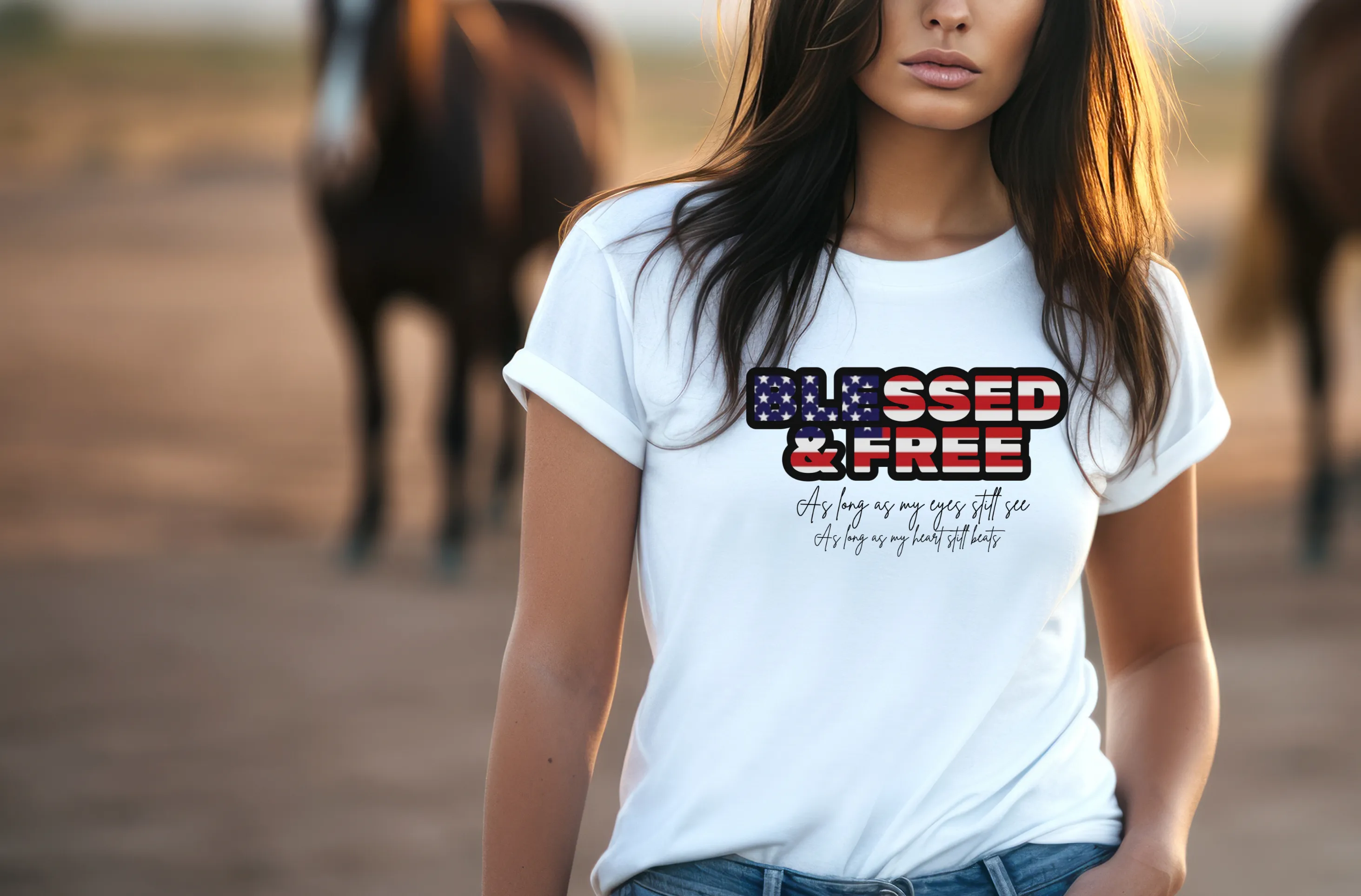 Blessed and Free T-Shirt, Country Music shirt, Western T-shirt, Stars and stripes T-Shirt