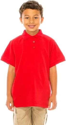 Boy's Premium Quality Pique Polo Uniform Shirt Short Sleeve White Sky Blue Navy Hunter Green Burgundy Black Red