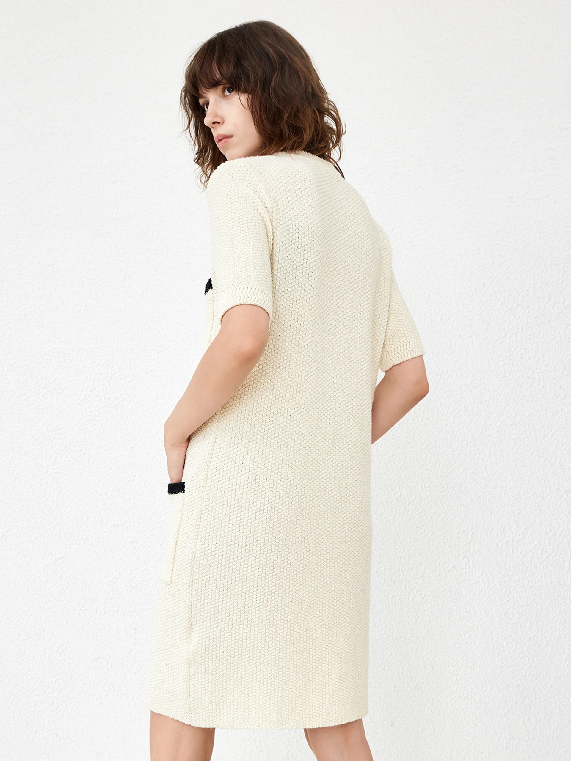 Button Up Contrast Knit Dress