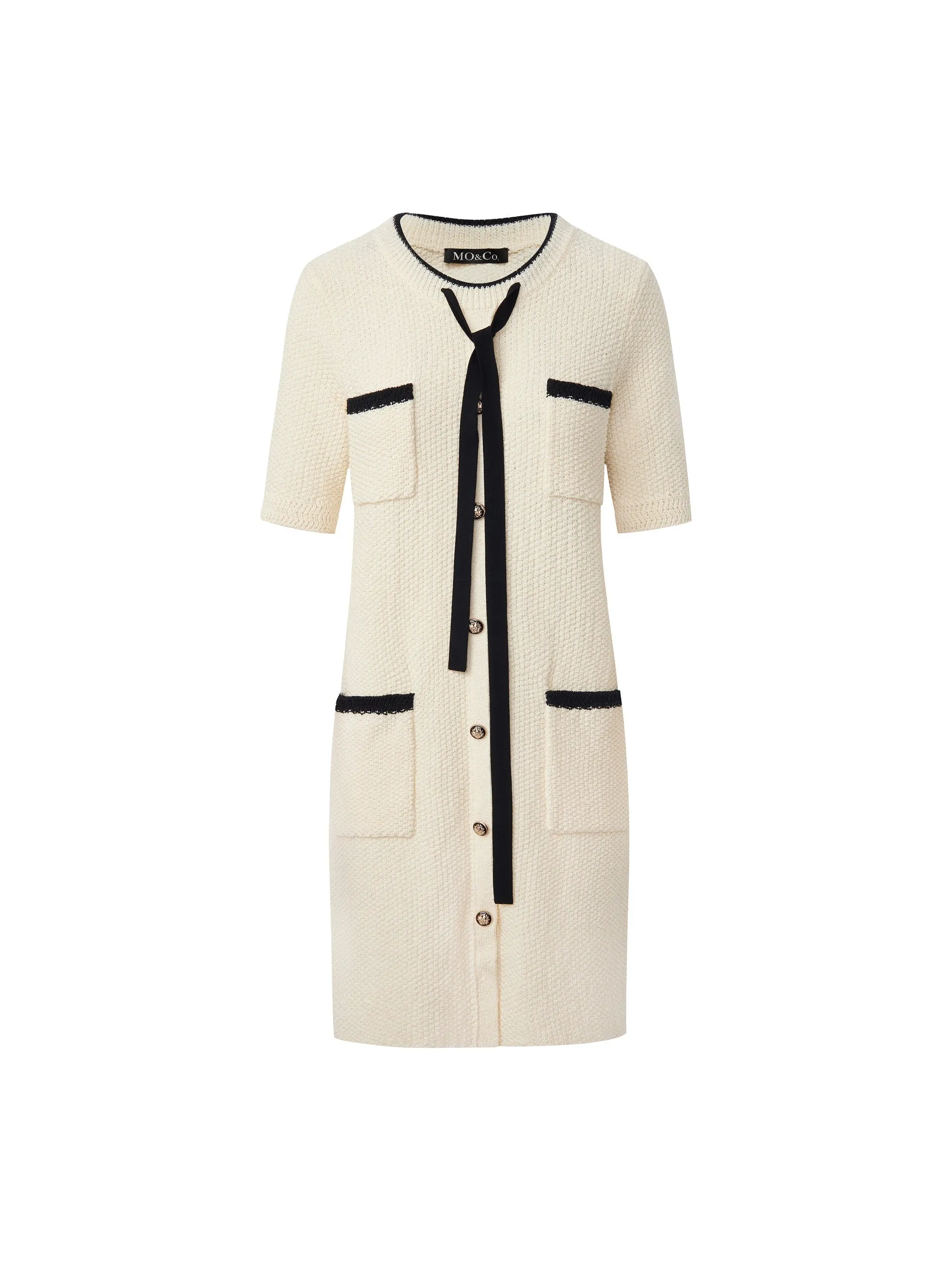 Button Up Contrast Knit Dress