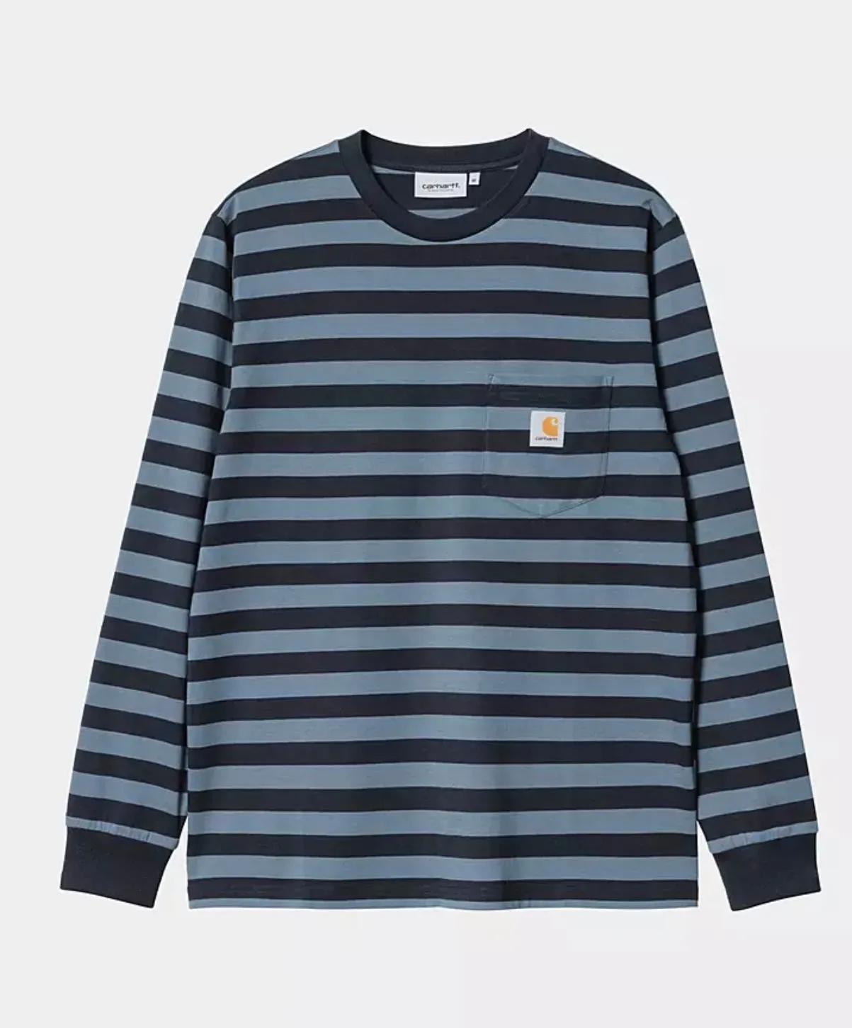 Carhartt WIP Merrick L/S Pocket Tee Merrick Stripe, Dark Navy/Storm Blue