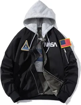Casual jackets, Men Biker Bomber Jacket, NASA MA-1 Military Flight Jacket Light Air Force Moto Street Coat
