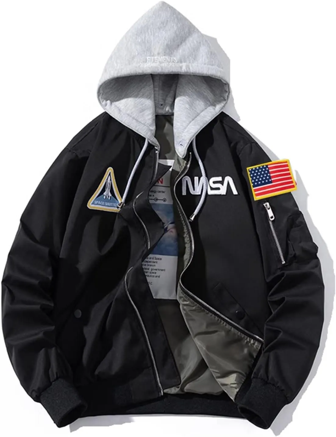 Casual jackets, Men Biker Bomber Jacket, NASA MA-1 Military Flight Jacket Light Air Force Moto Street Coat