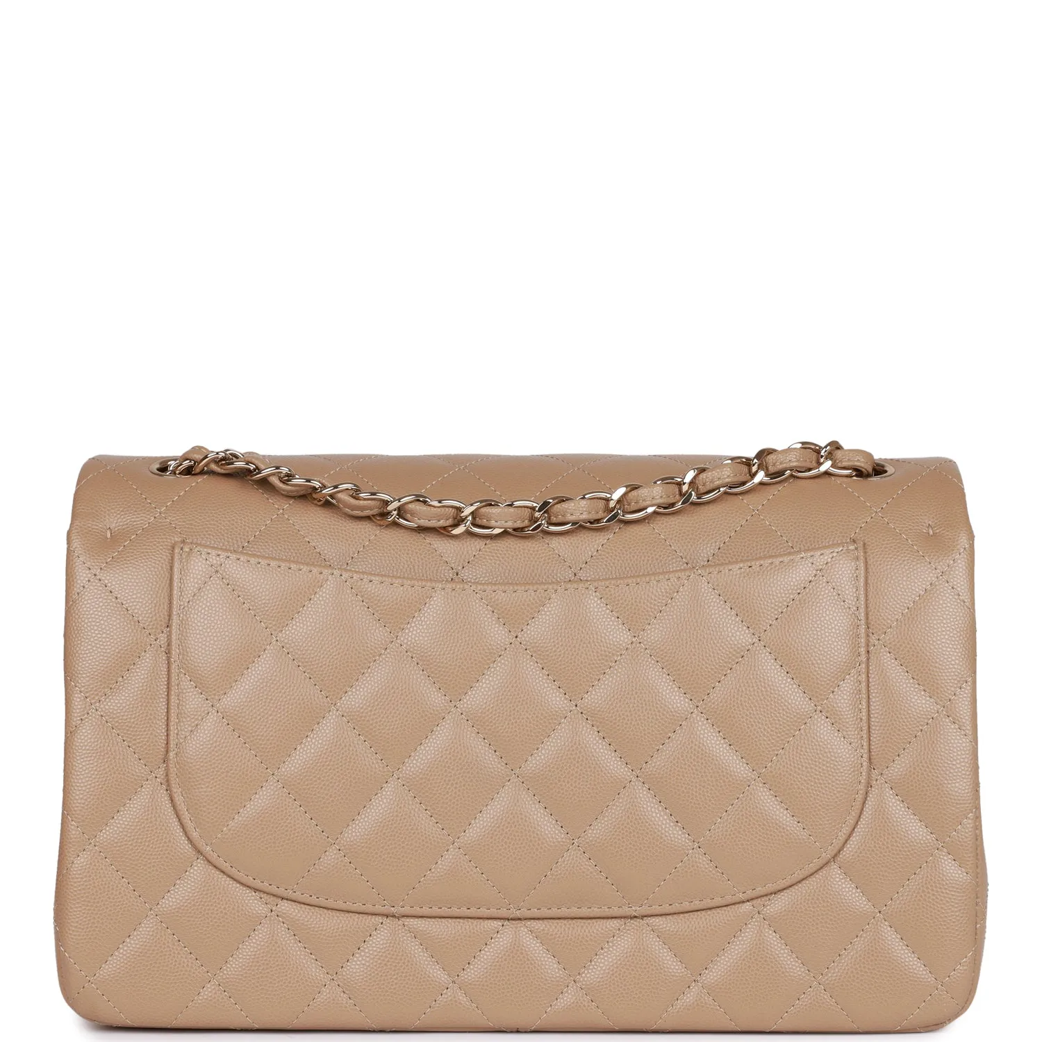 Chanel Jumbo Classic Double Flap Bag Dark Beige Caviar Gold Hardware