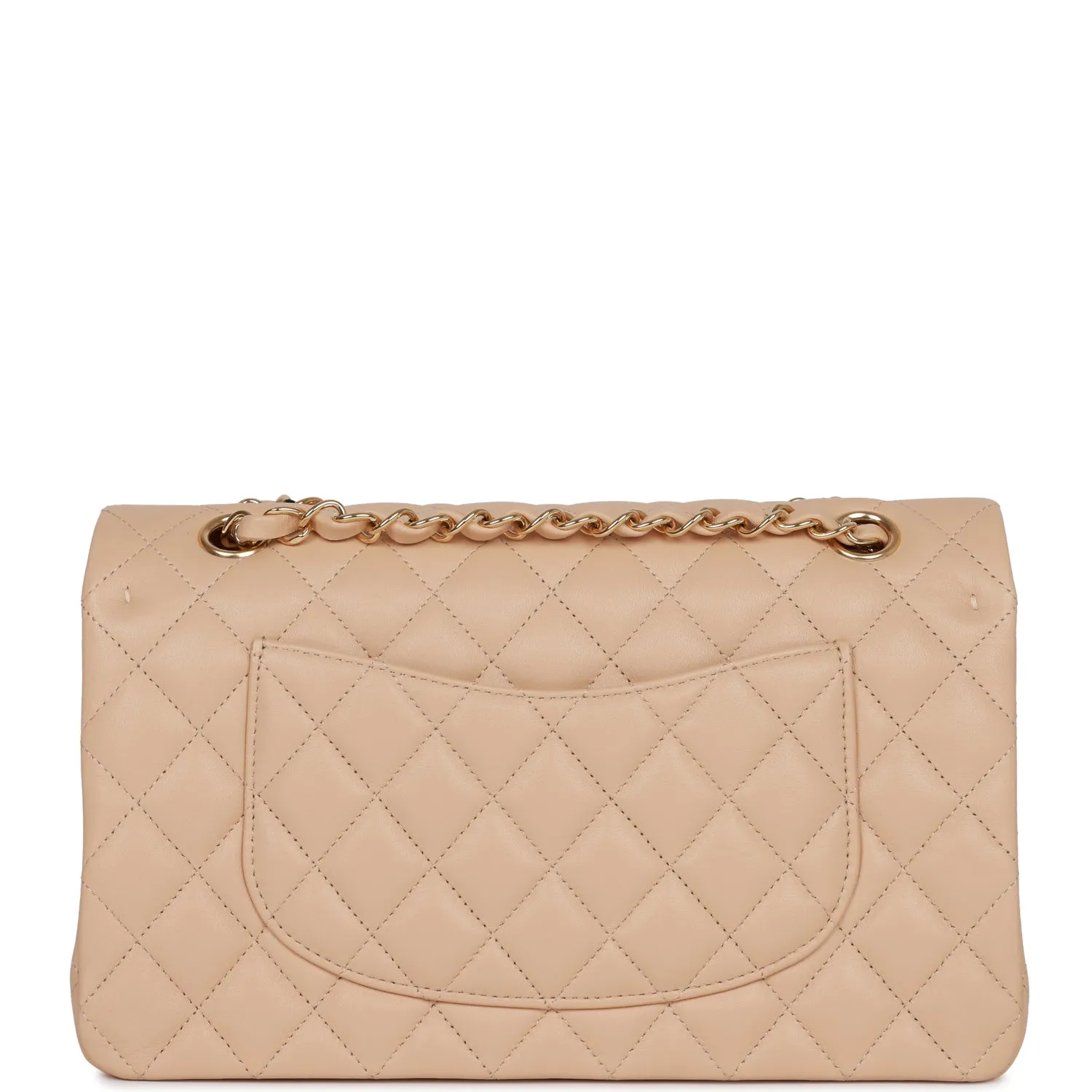 Chanel Medium Classic Double Flap Bag Beige Lambskin Light Gold Hardware