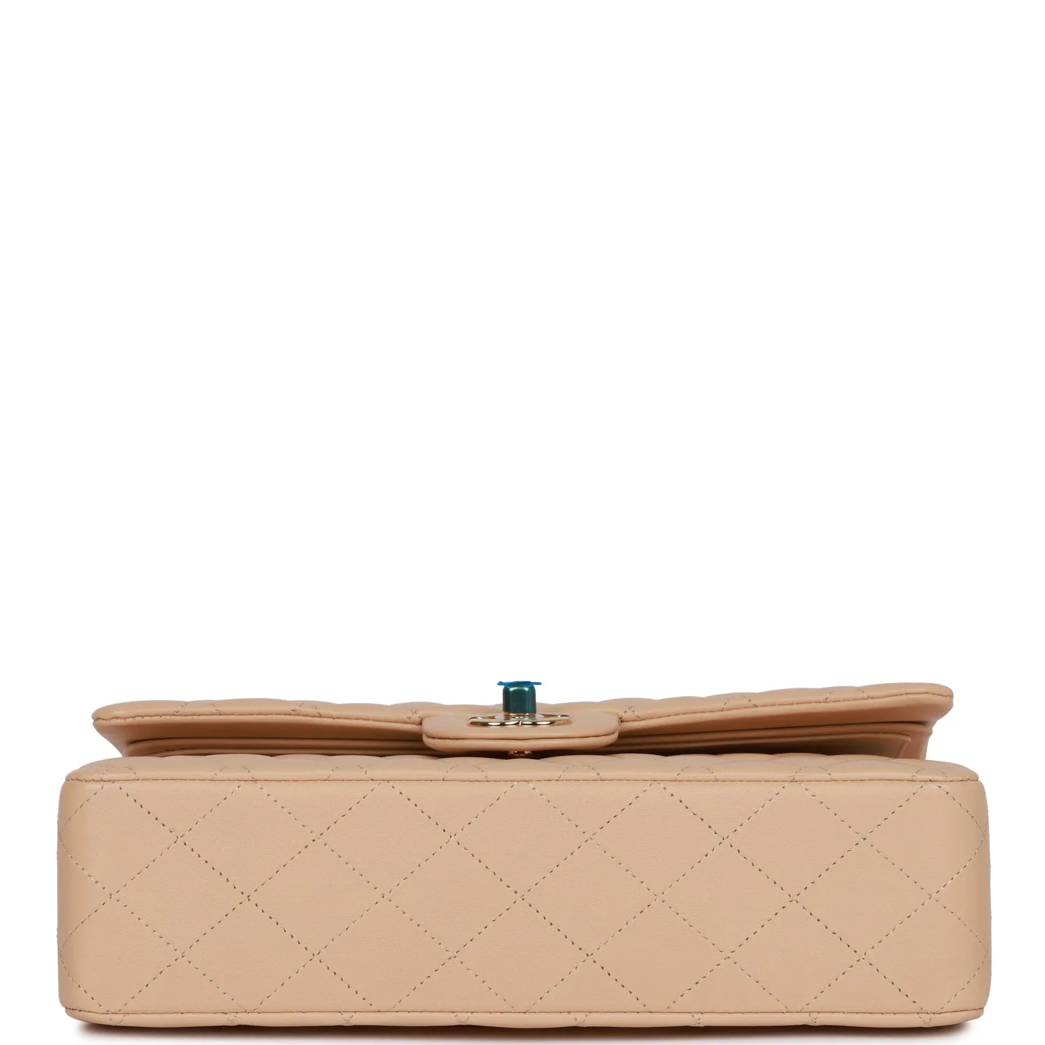 Chanel Medium Classic Double Flap Bag Beige Lambskin Light Gold Hardware