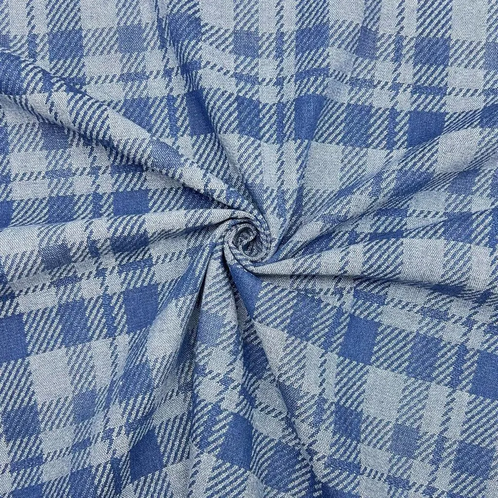 Checkered Jacquard Denim Fabric