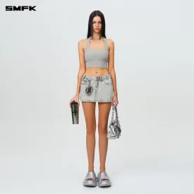 Compass Wild Tarpan Denim Mini Skirt Gray